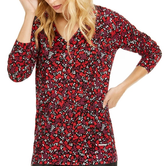 MICHAEL Michael Kors Sweaters - MICHAEL KORS black & scarlet floral sweater